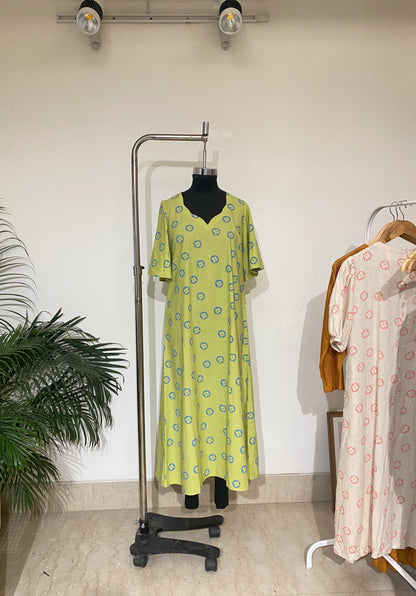 GREEN A LINE DRESS